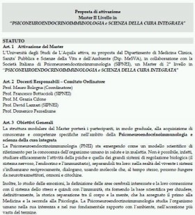 Master Universitario II Livello in PNEI - Università dell'Aquila - SIPNEI - PsicoNeuroEndocrinoImmunologia