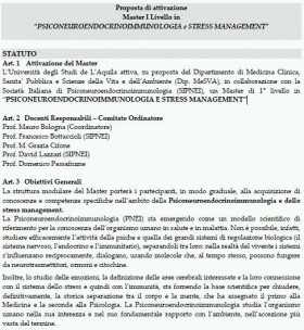 Master Universitario I° Livello in PNEI - Università dell'Aquila - SIPNEI - PsicoNeuroEndocrinoImmunologia